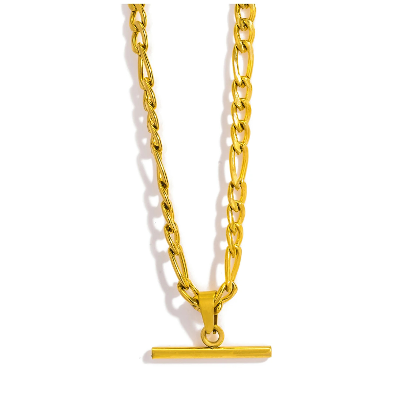 Figaro Chain T Pendant Necklace