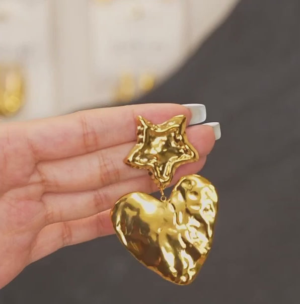 Star Heart Drop Earrings