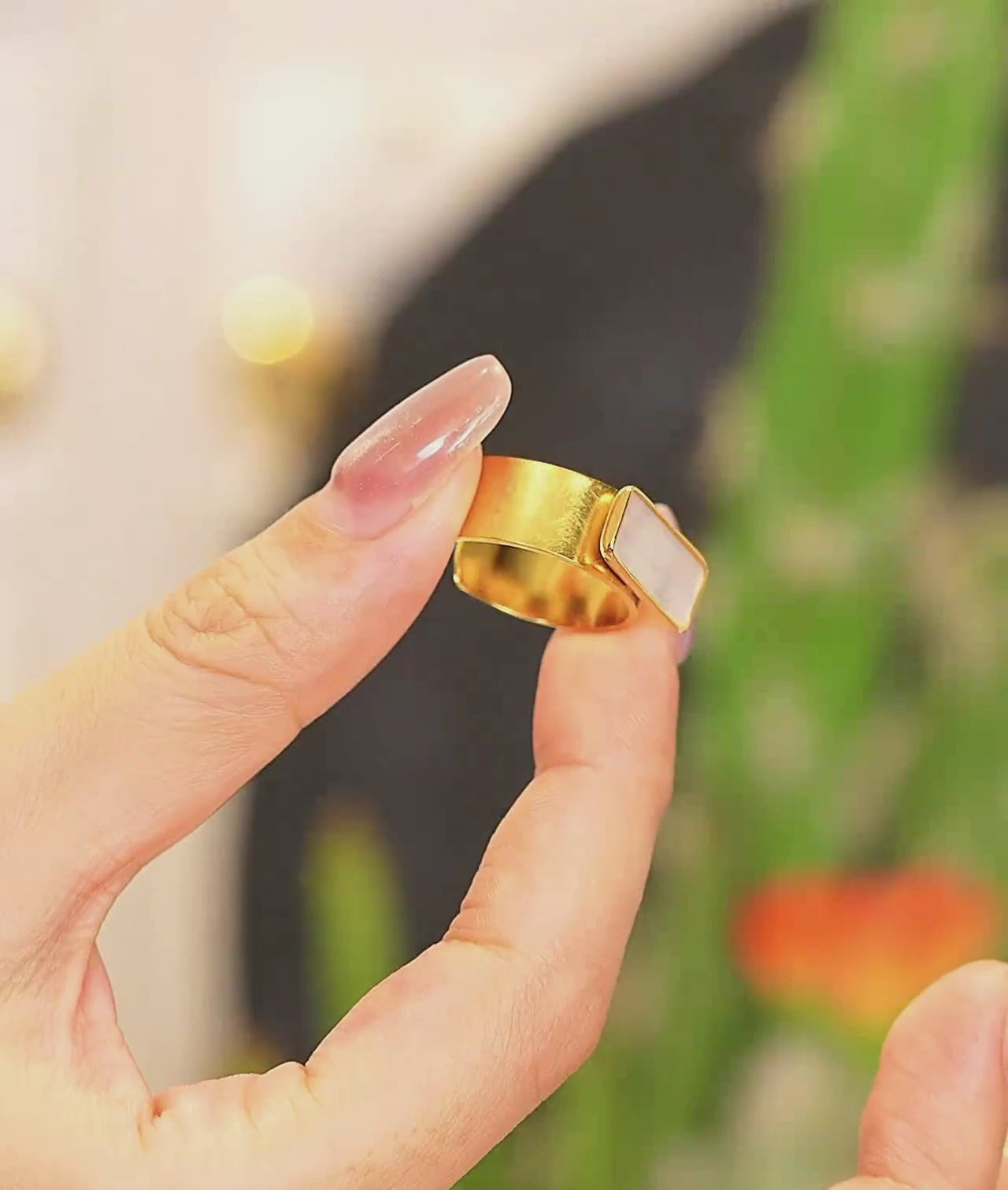 Natural Shell Adjustable Open Ring
