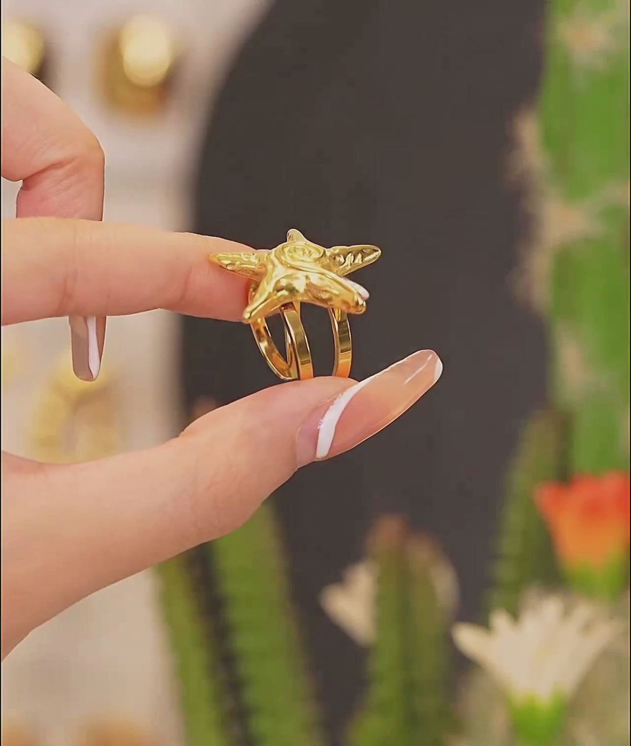 Adjustable Starfish Open Ring