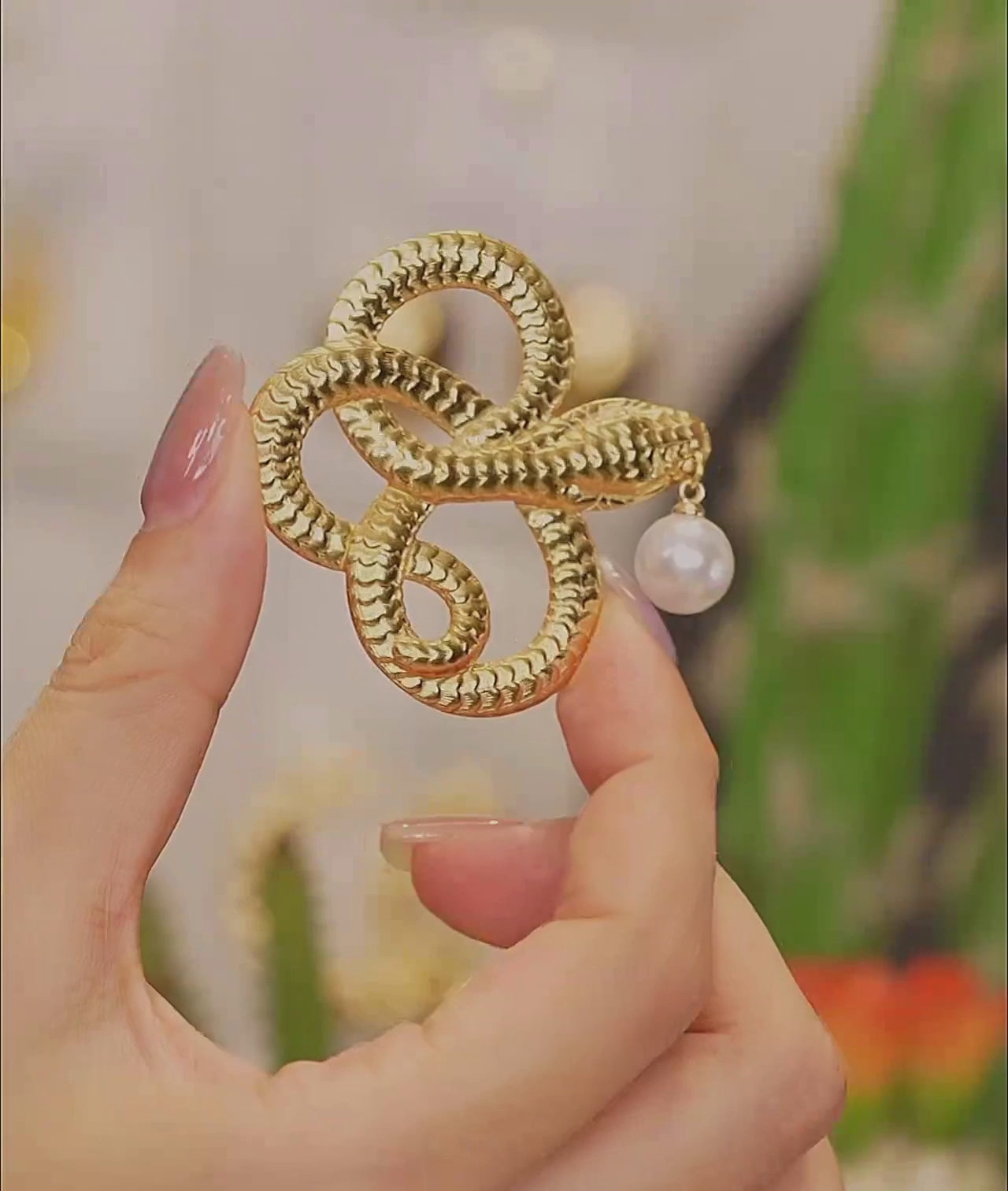 Snake With Pearl Brooch