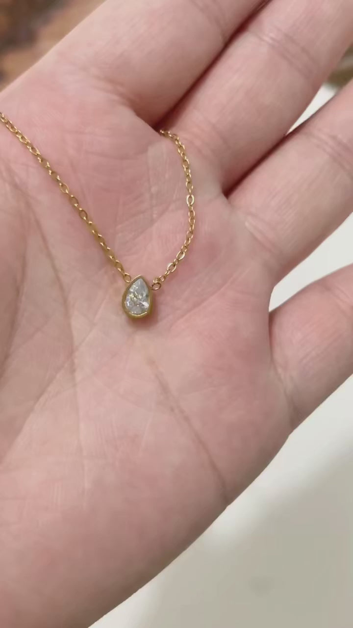 Dainty Water Drop CZ Pendant Necklace