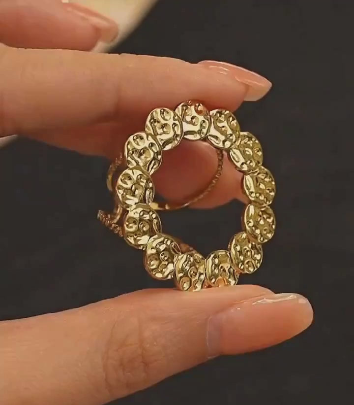 Round Hollow Big Adjustable Open Ring