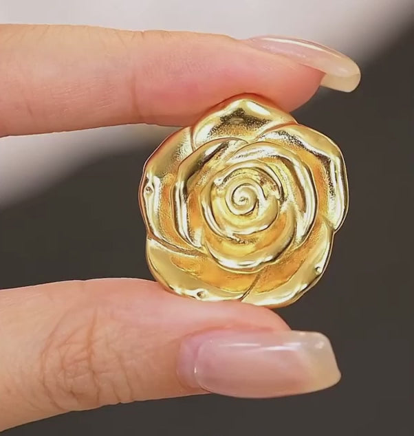 Adjustable Metal Texture Flower Open Ring