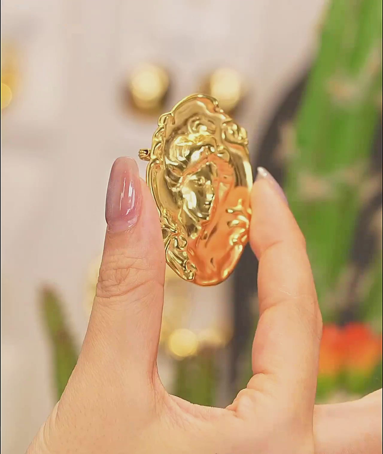 Antique Woman Portrait Brooch