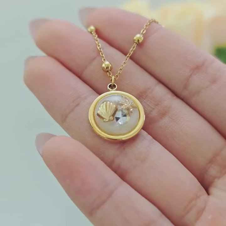 Round Necklace with Shell Starfish Zircon