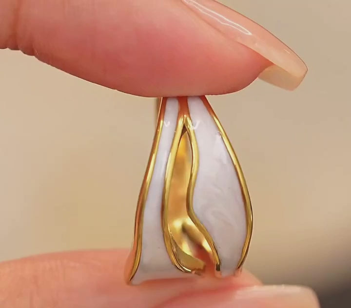White Enamel Adjustable Open Ring