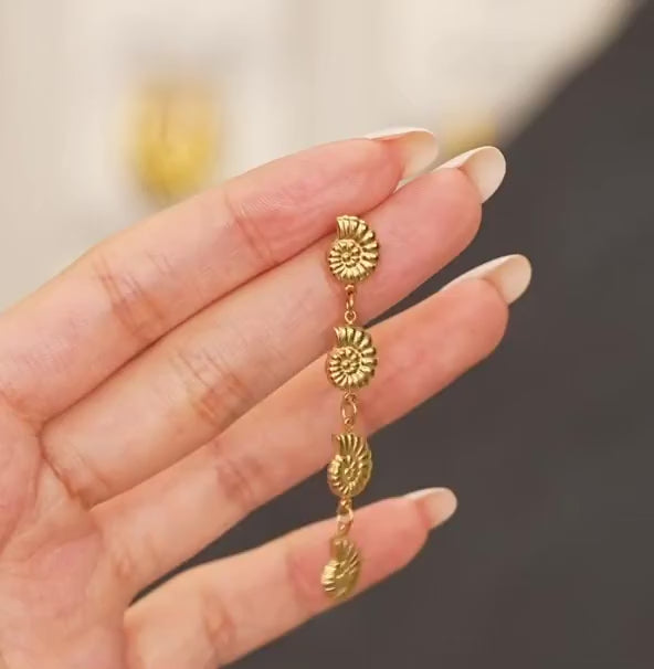 Linked Multiple Conch Dangle Earrings