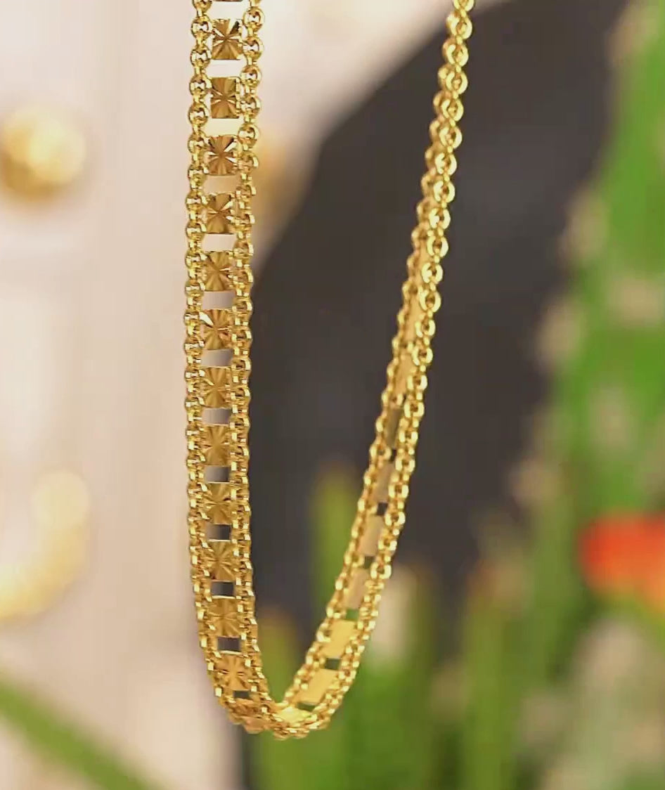 Square Double Chain Jewelry Set (Necklace & Bracelet)