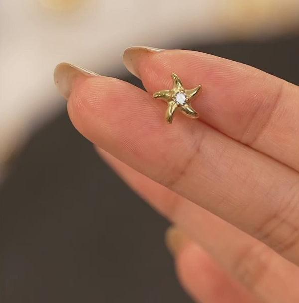 Zircon Starfish Stud Earrings