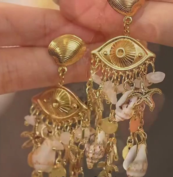 Mystic Eye & Sea Charms Dangle Earrings