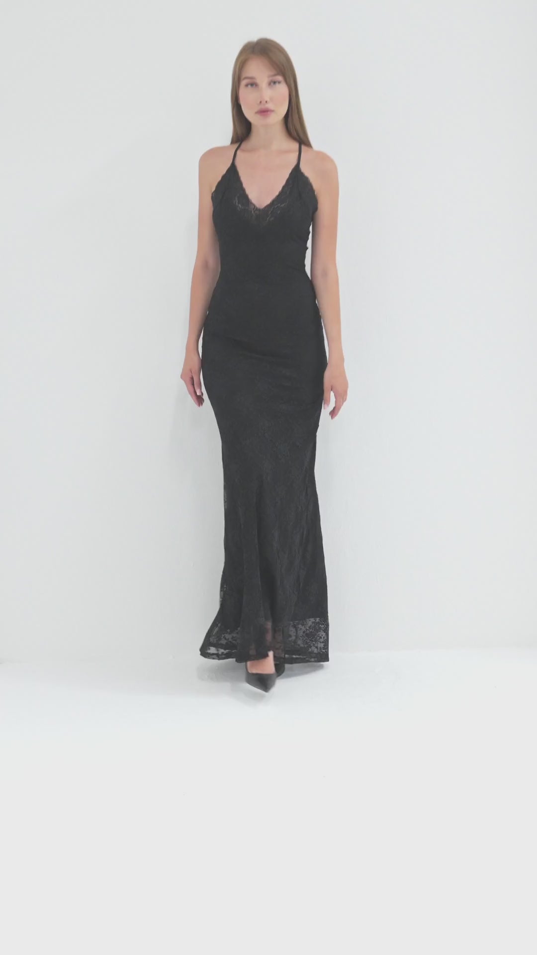 Lace-Lined Maxi Dress with Adjustable Straps