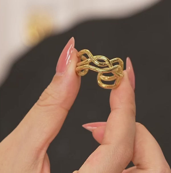 Adjustable Geometric Open Ring